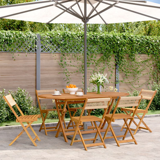 vidaXL Folding Chairs 6 pcs Beige Solid Wood Acacia