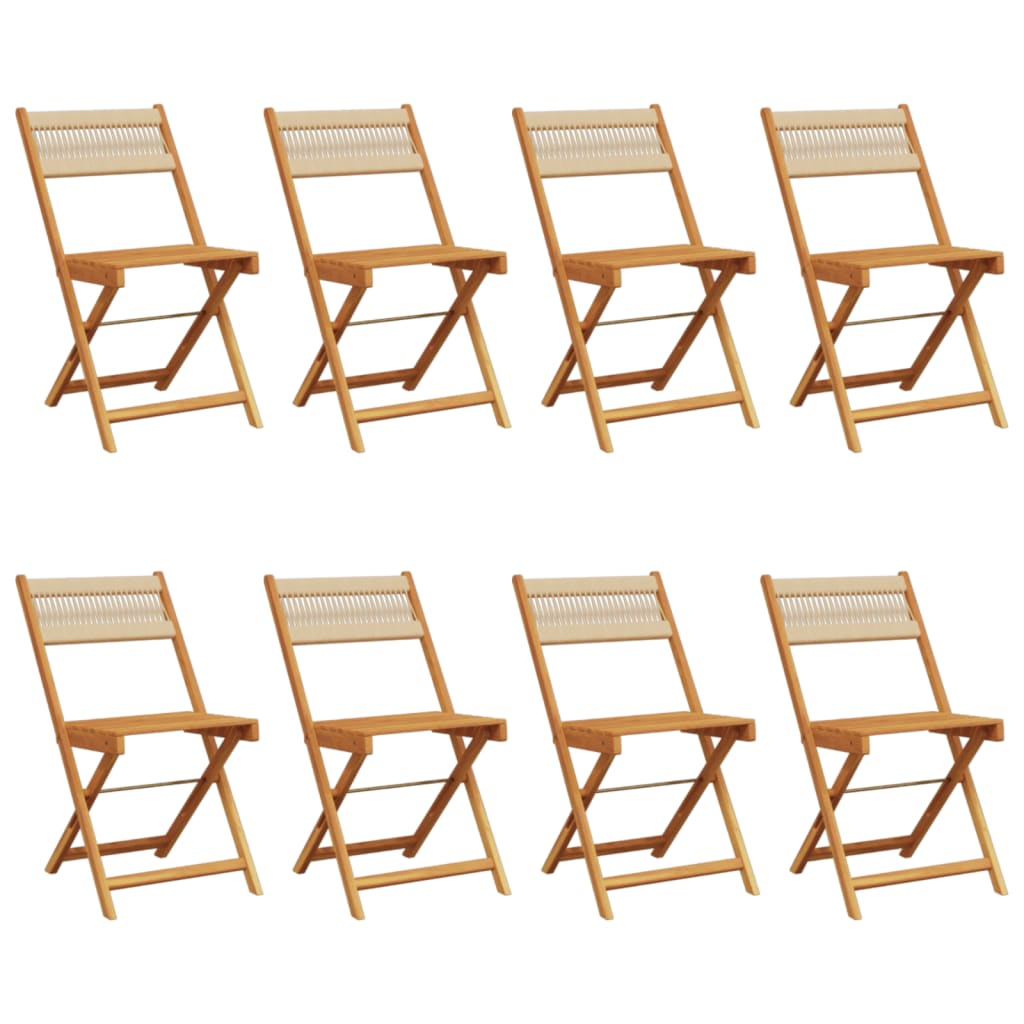 vidaXL Folding Garden Chairs 8 pcs Beige Solid Wood Acacia