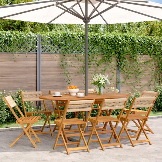 vidaXL Folding Chairs 8 pcs Beige Solid Wood Acacia