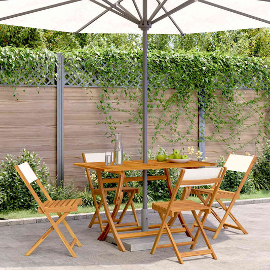 vidaXL Folding Chairs 4 pcs Cream White Fabric and Solid Wood