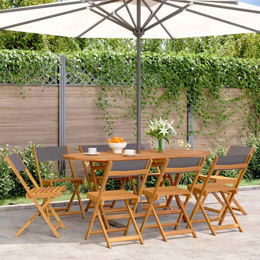 vidaXL Folding Chairs 8 pcs Anthracite Fabric and Solid Wood