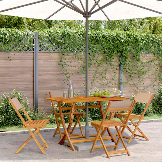 vidaXL Folding Chairs 4 pcs Taupe Fabric and Solid Wood