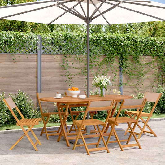 vidaXL Folding Chairs 6 pcs Taupe Fabric and Solid Wood