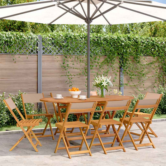 vidaXL Folding Chairs 8 pcs Taupe Fabric and Solid Wood