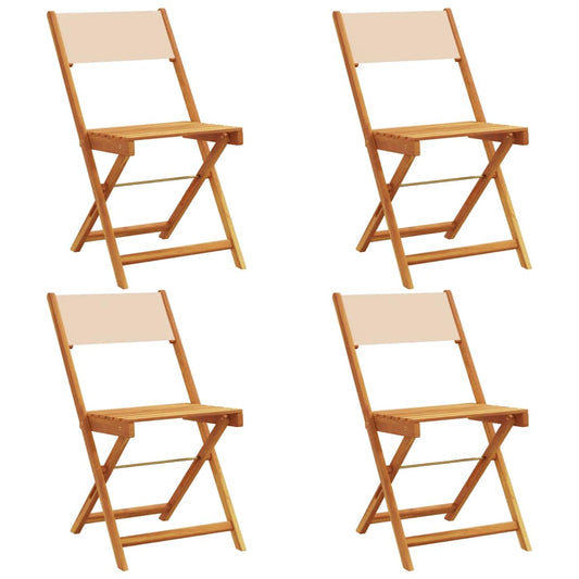 vidaXL Folding Chairs 4 pcs Beige Fabric and Solid Wood