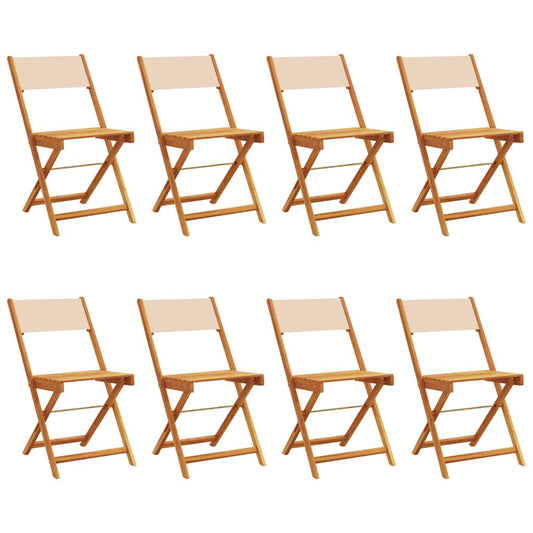 vidaXL Folding Chairs 8 pcs Beige Fabric and Solid Wood