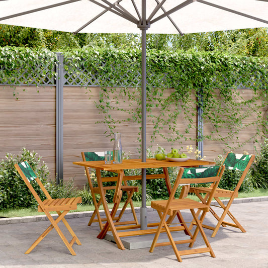 vidaXL Folding Chairs 4 pcs Green Fabric and Solid Wood