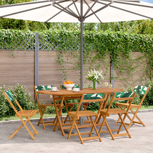vidaXL Folding Chairs 6 pcs Green Fabric and Solid Wood
