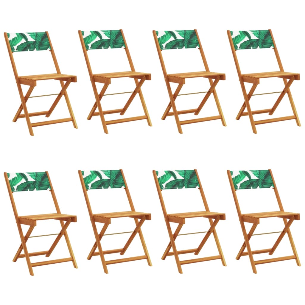 vidaXL Folding Garden Chairs 8 pcs Green Fabric and Solid Wood