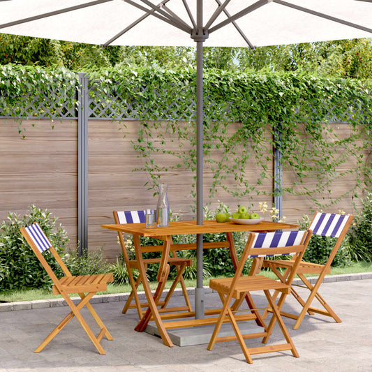 vidaXL Folding Chairs 4 pcs Blue and White Fabric and Solid Wood
