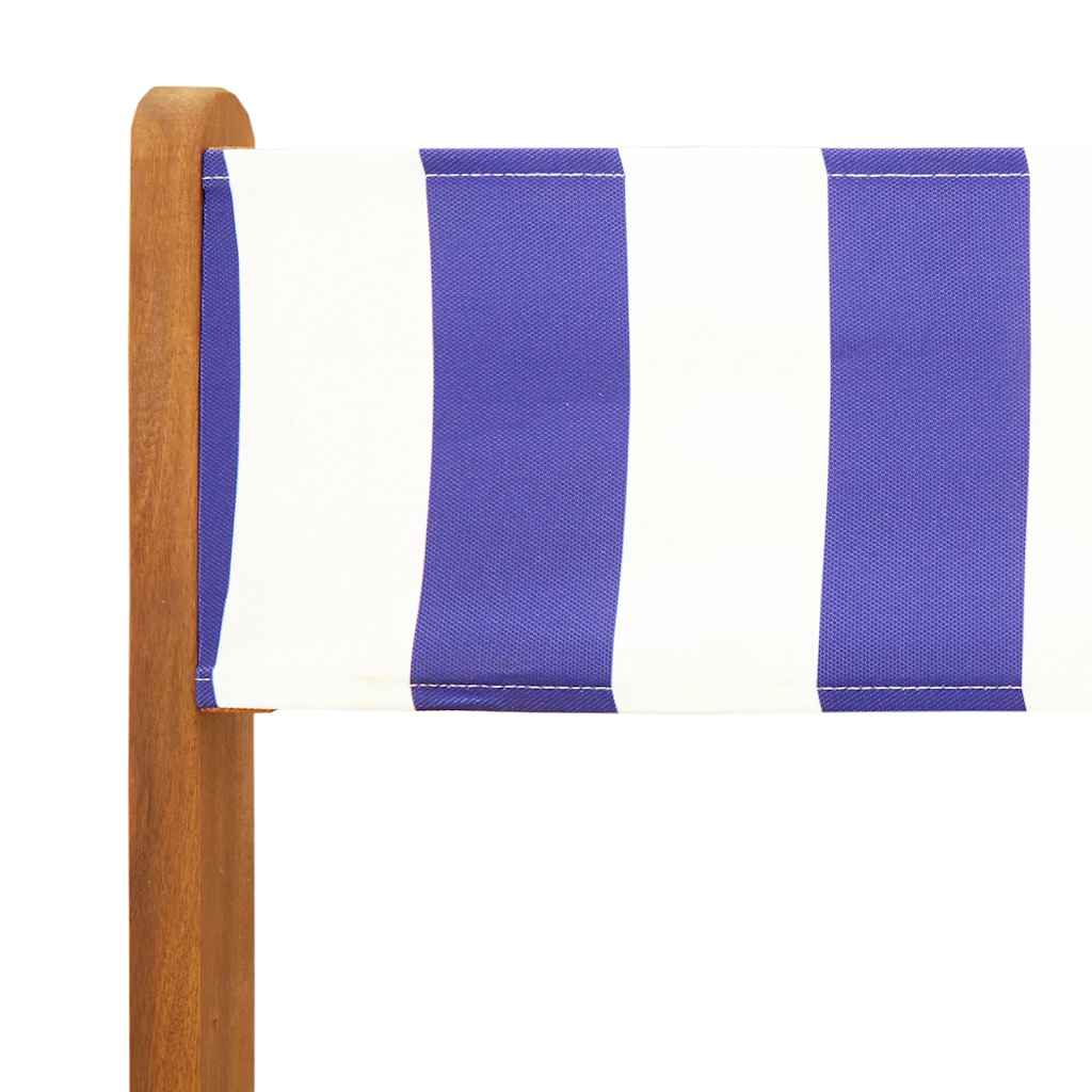 vidaXL Folding Garden Chairs 6 pcs Blue and White Fabric and Solid Wood