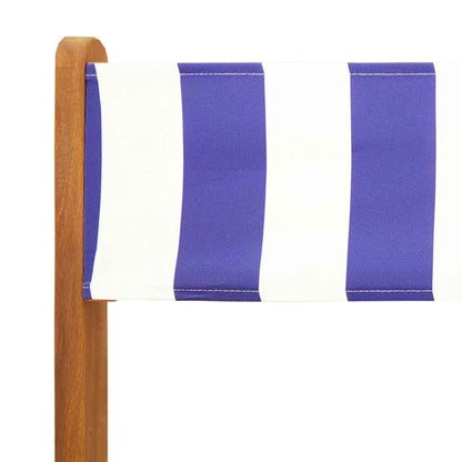 vidaXL Folding Garden Chairs 6 pcs Blue and White Fabric and Solid Wood