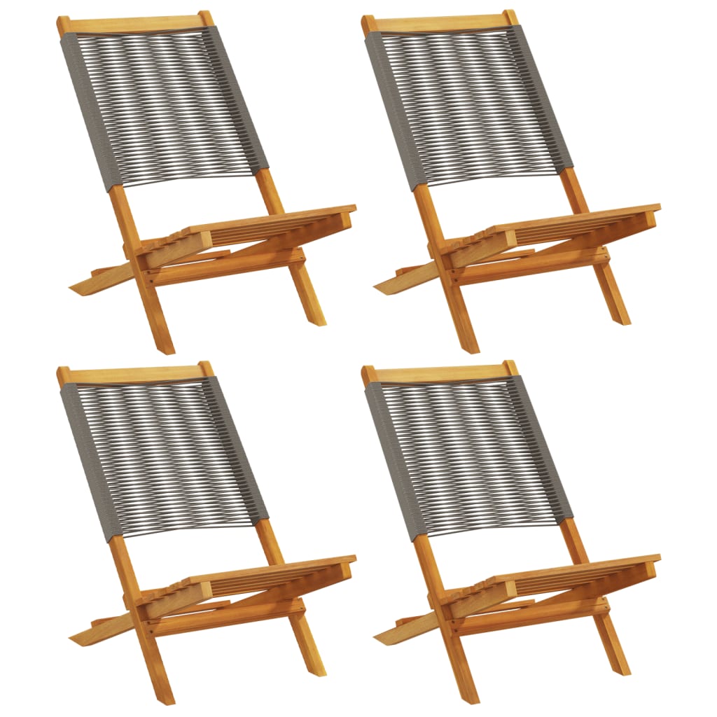vidaXL Folding Garden Chairs 4 pcs Grey Solid Wood Acacia