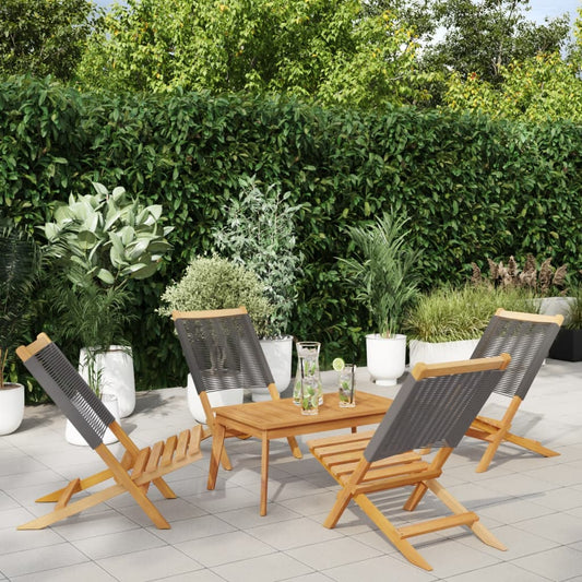 vidaXL Folding Chairs 4 pcs Grey Solid Wood Acacia