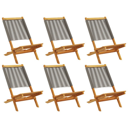 vidaXL Folding Garden Chairs 6 pcs Grey Solid Wood Acacia
