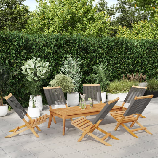 vidaXL Folding Chairs 6 pcs Grey Solid Wood Acacia