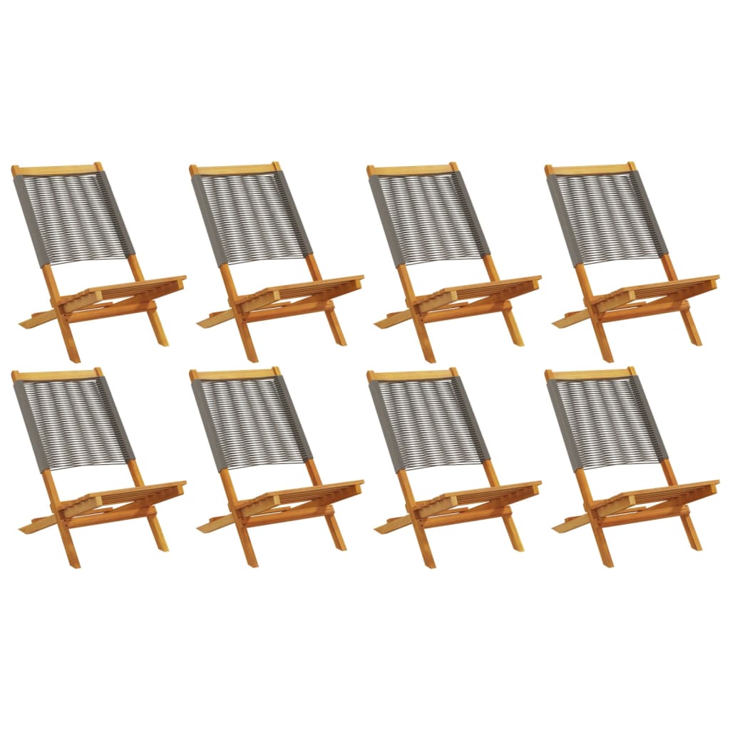 vidaXL Folding Garden Chairs 8 pcs Grey Solid Wood Acacia
