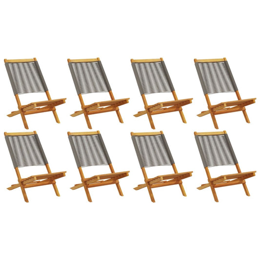 vidaXL Folding Chairs 8 pcs Grey Solid Wood Acacia