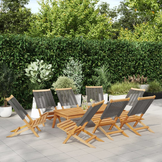 vidaXL Folding Chairs 8 pcs Grey Solid Wood Acacia