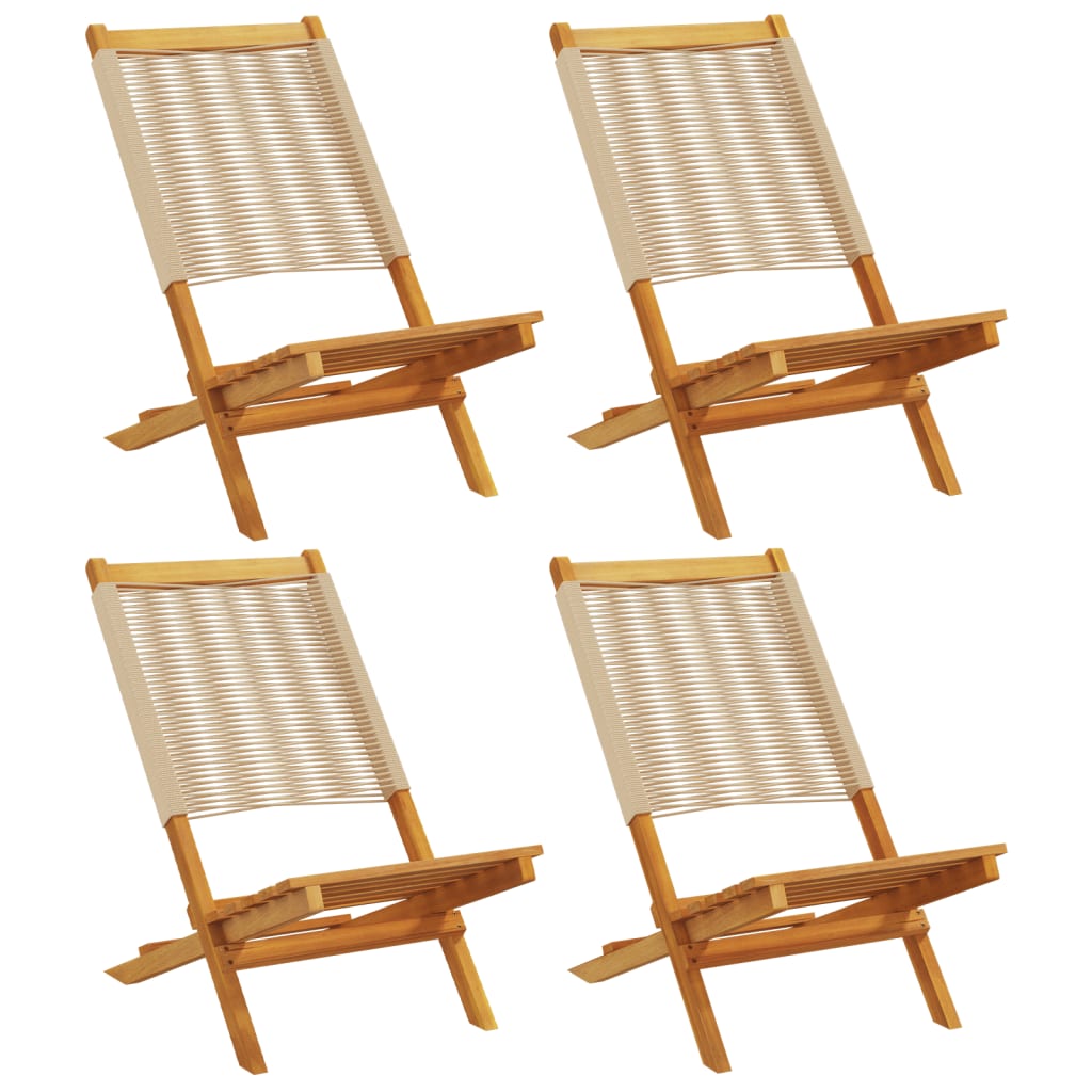 vidaXL Folding Garden Chairs 4 pcs Beige Solid Wood Acacia