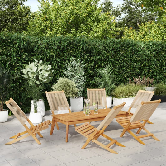 vidaXL Folding Chairs 6 pcs Beige Solid Wood Acacia