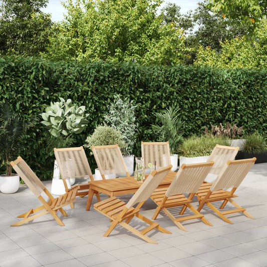 vidaXL Folding Chairs 8 pcs Beige Solid Wood Acacia