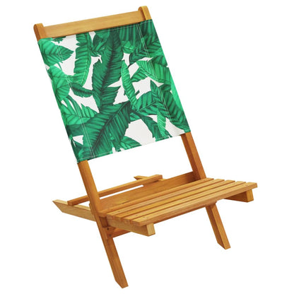 vidaXL Folding Garden Chairs 4 pcs Green Fabric and Solid Wood