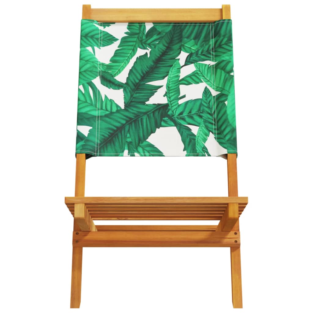 vidaXL Folding Garden Chairs 4 pcs Green Fabric and Solid Wood