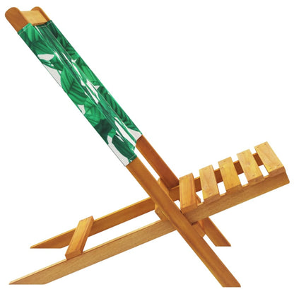 vidaXL Folding Garden Chairs 4 pcs Green Fabric and Solid Wood