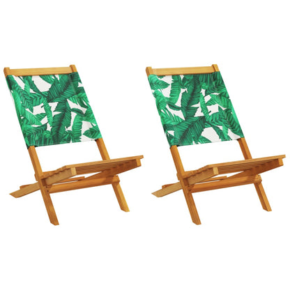 vidaXL Folding Garden Chairs 8 pcs Green Fabric and Solid Wood