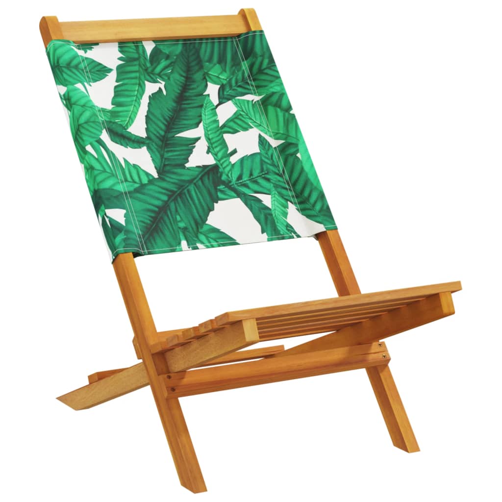 vidaXL Folding Garden Chairs 8 pcs Green Fabric and Solid Wood