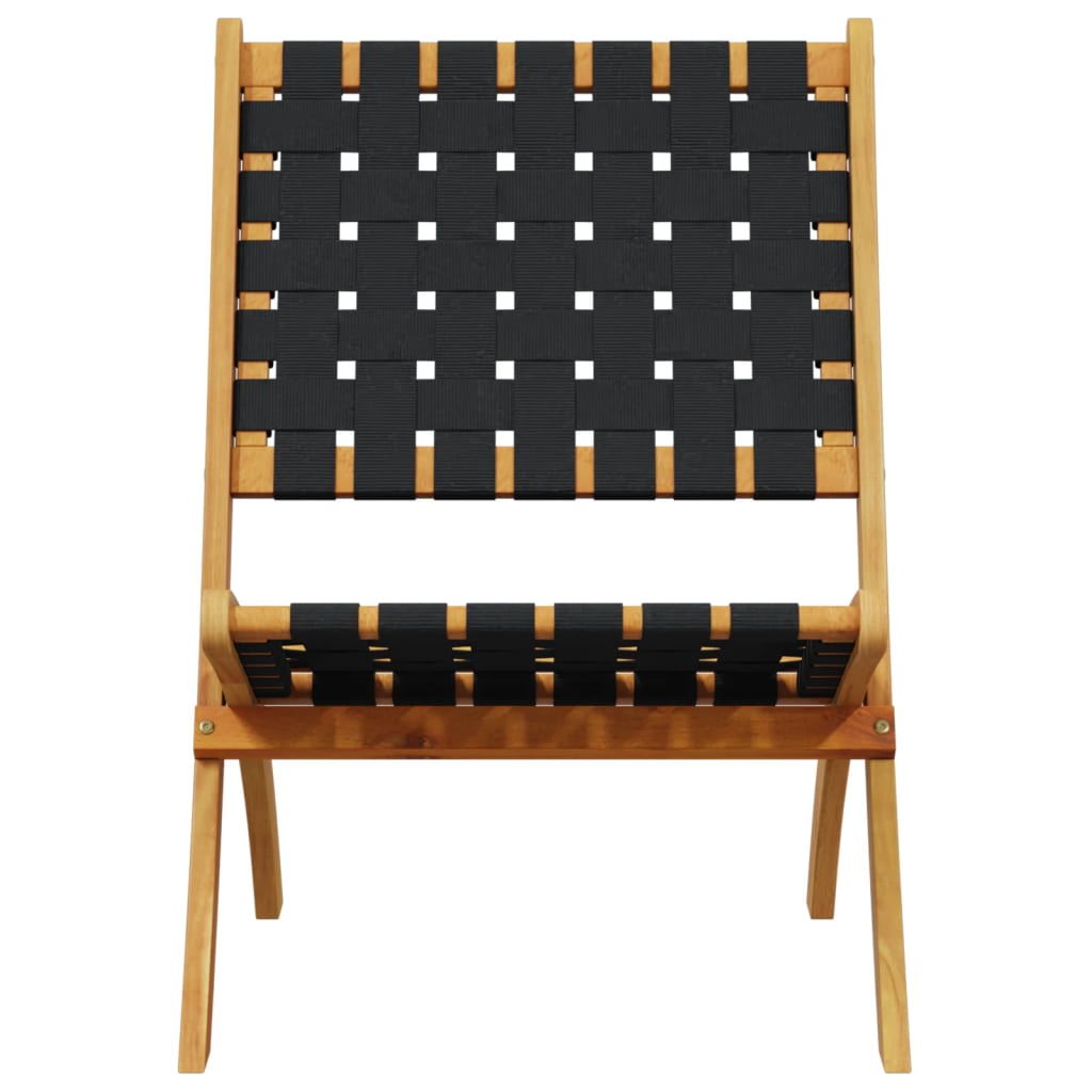 vidaXL Folding Chairs 2 pcs with Table Black Solid Wood