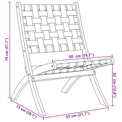 vidaXL Folding Chairs 2 pcs with Table Red Solid Wood