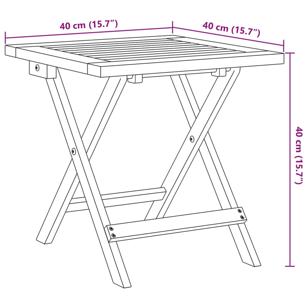 vidaXL Folding Chairs 2 pcs with Table Red Solid Wood
