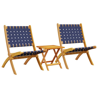 vidaXL Folding Chairs 2 pcs with Table Dark Blue Solid Wood