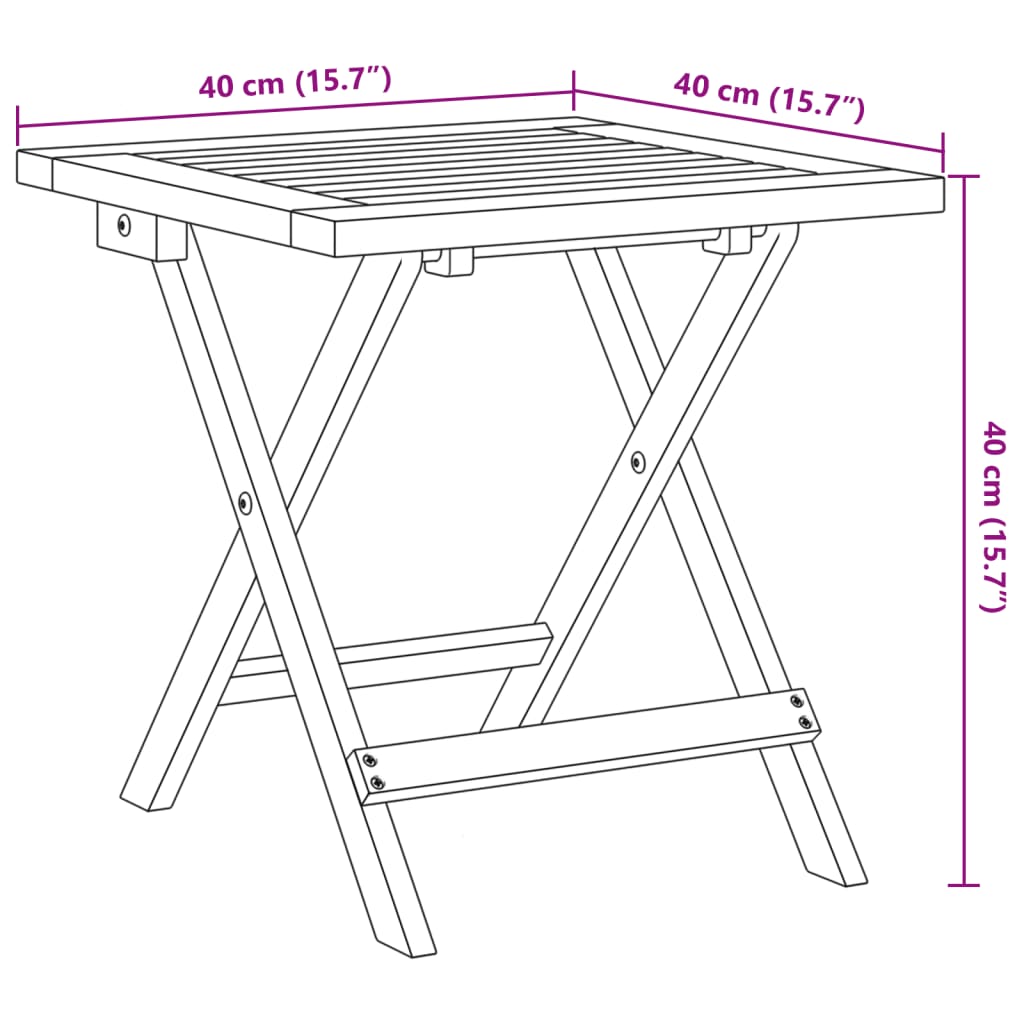 vidaXL Folding Chairs 2 pcs with Table Dark Blue Solid Wood