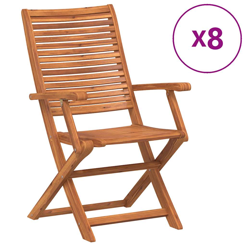 vidaXL Folding Chairs 8 pcs 57x66x95 cm Solid Wood Acacia