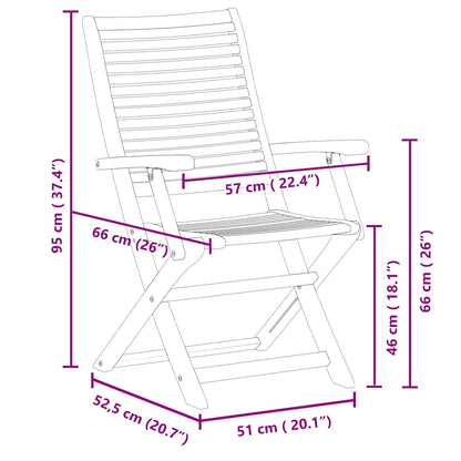 vidaXL Folding Chairs 8 pcs 57x66x95 cm Solid Wood Acacia