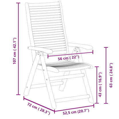 vidaXL Reclining Folding Chairs 4 pcs 56x72x107 cm Solid Wood Acacia