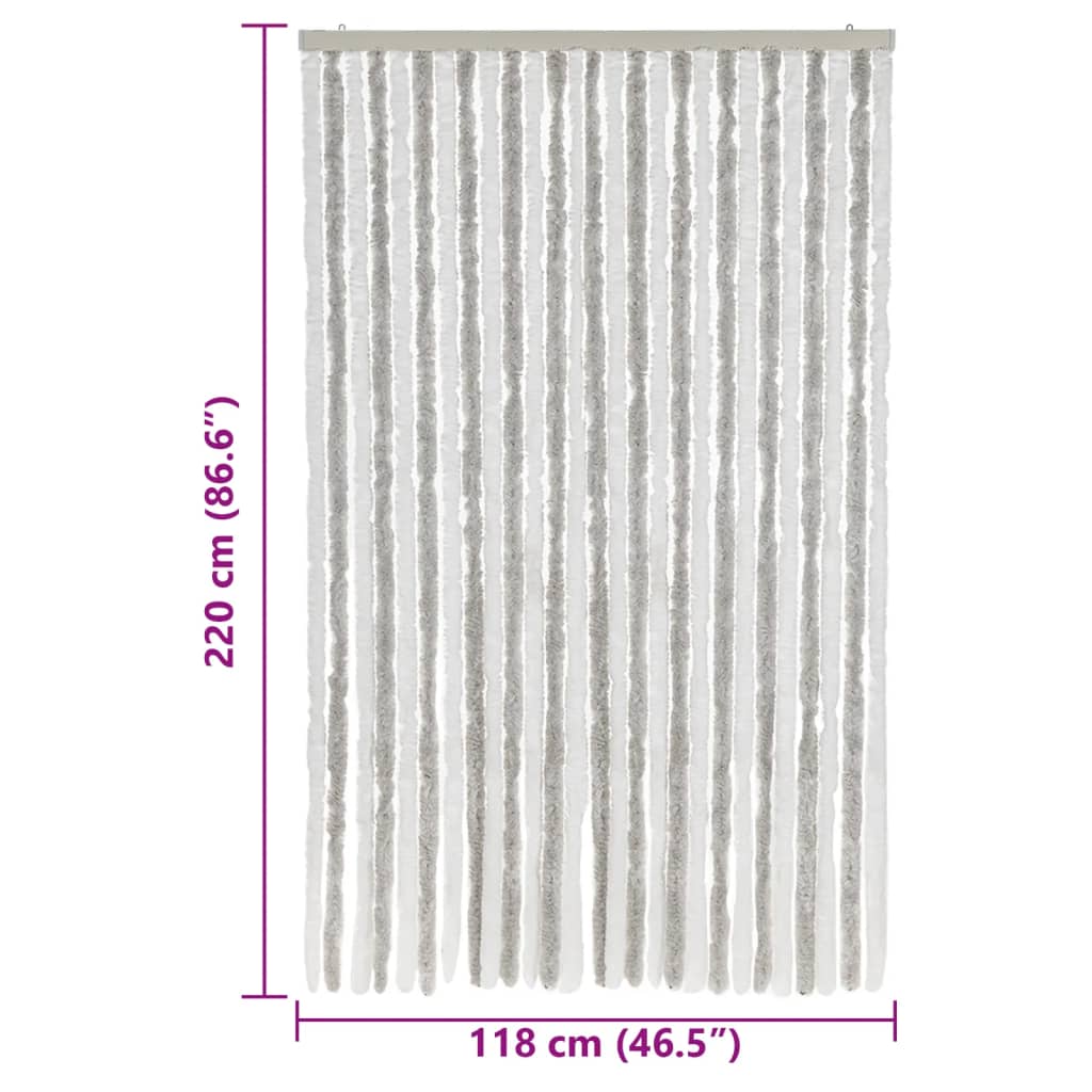 vidaXL Fly Curtain Light Grey and White 118x220 cm Chenille