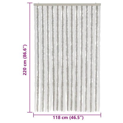 vidaXL Fly Curtain Light Grey and White 118x220 cm Chenille