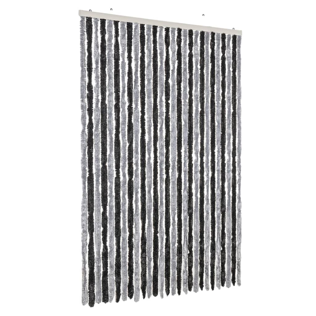 vidaXL Fly Curtain Grey and Black 118x220 cm Chenille