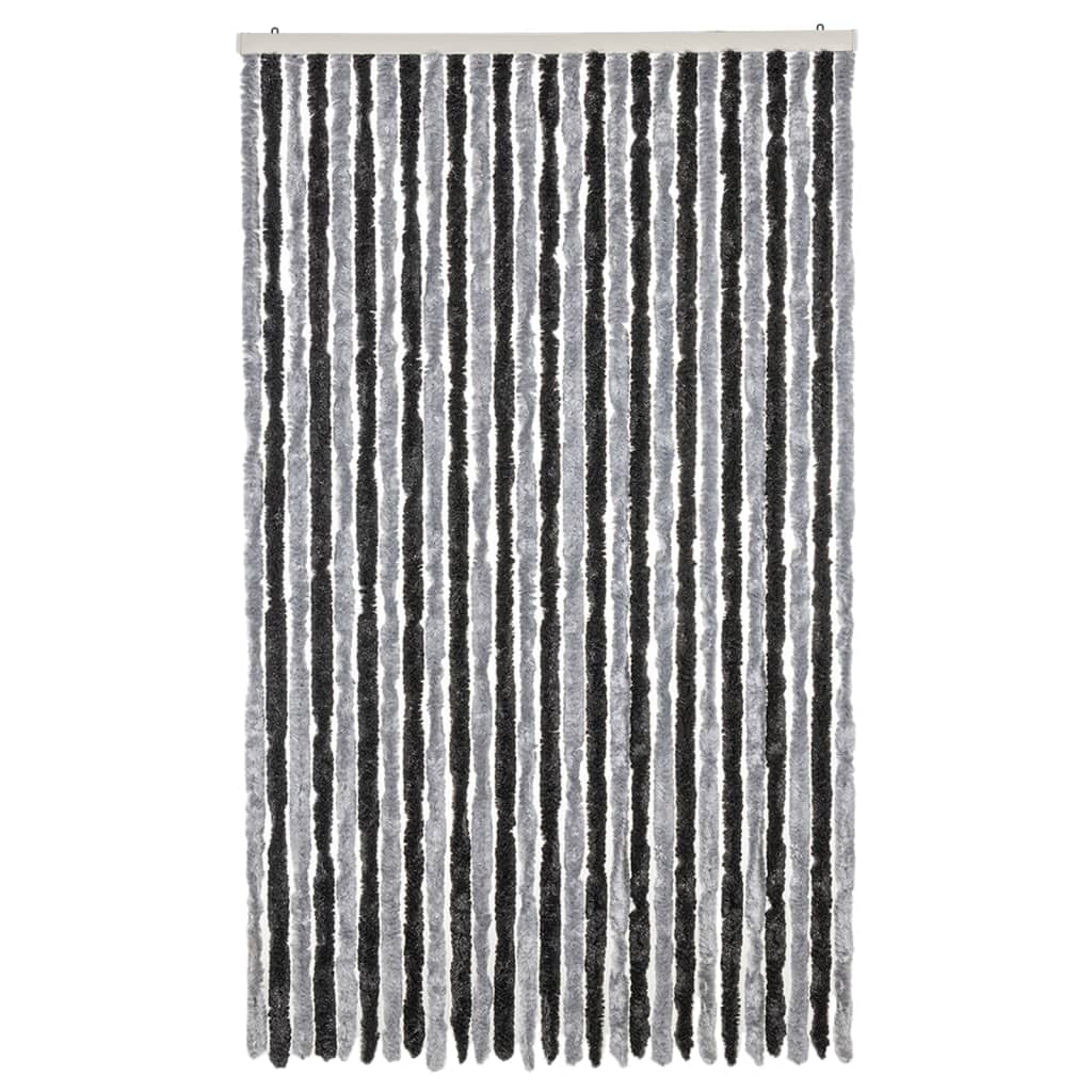 vidaXL Fly Curtain Grey and Black 118x220 cm Chenille