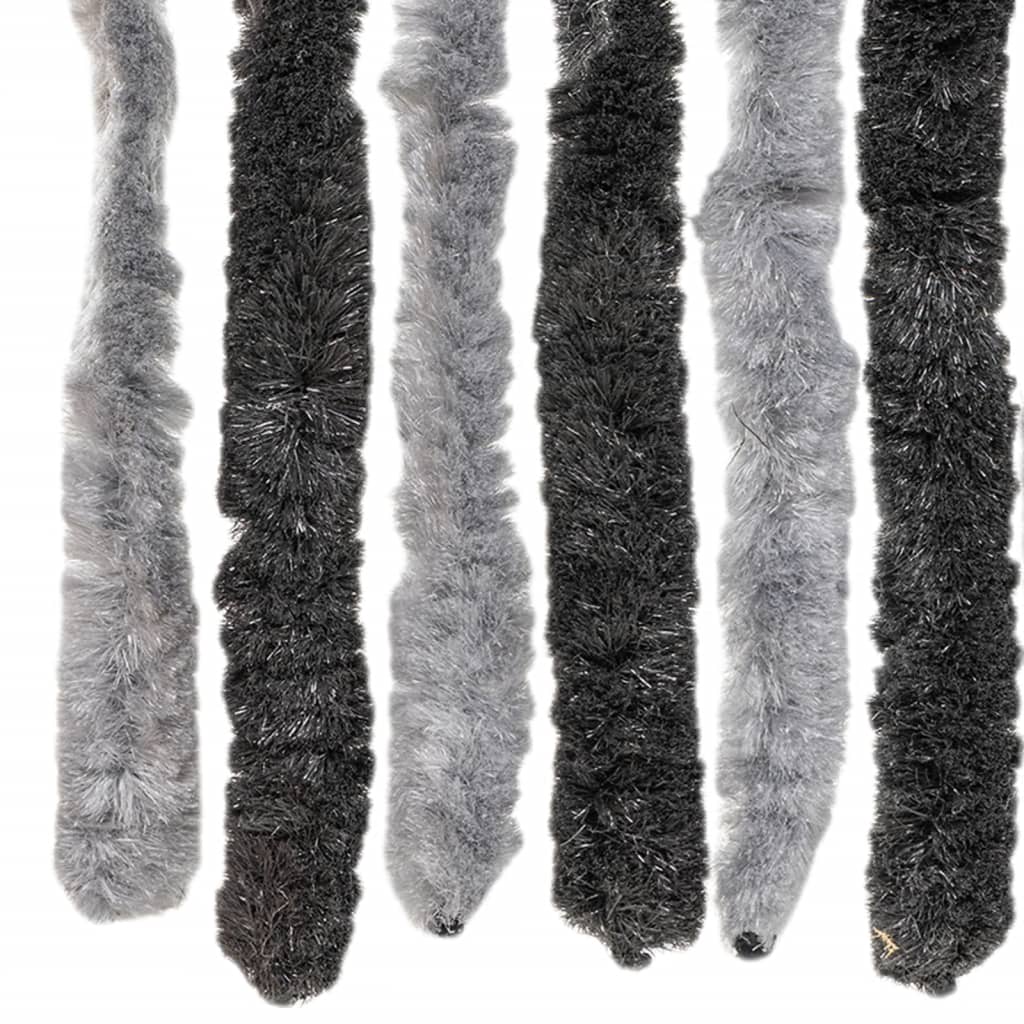 vidaXL Fly Curtain Grey and Black 118x220 cm Chenille