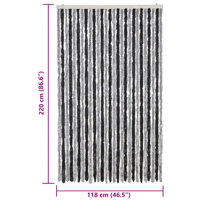 vidaXL Fly Curtain Grey and Black 118x220 cm Chenille
