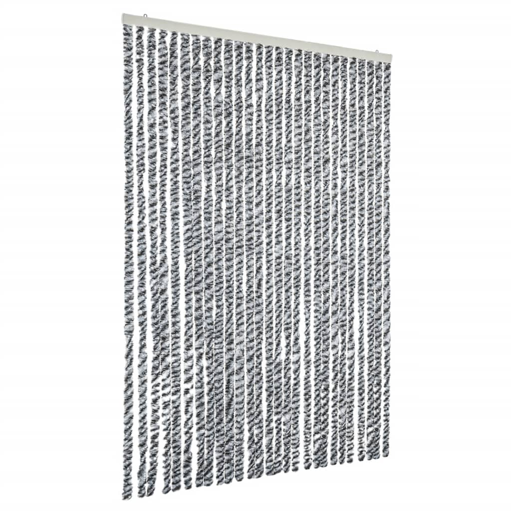 vidaXL Fly Curtain Grey and Black and White 118x220 cm Chenille
