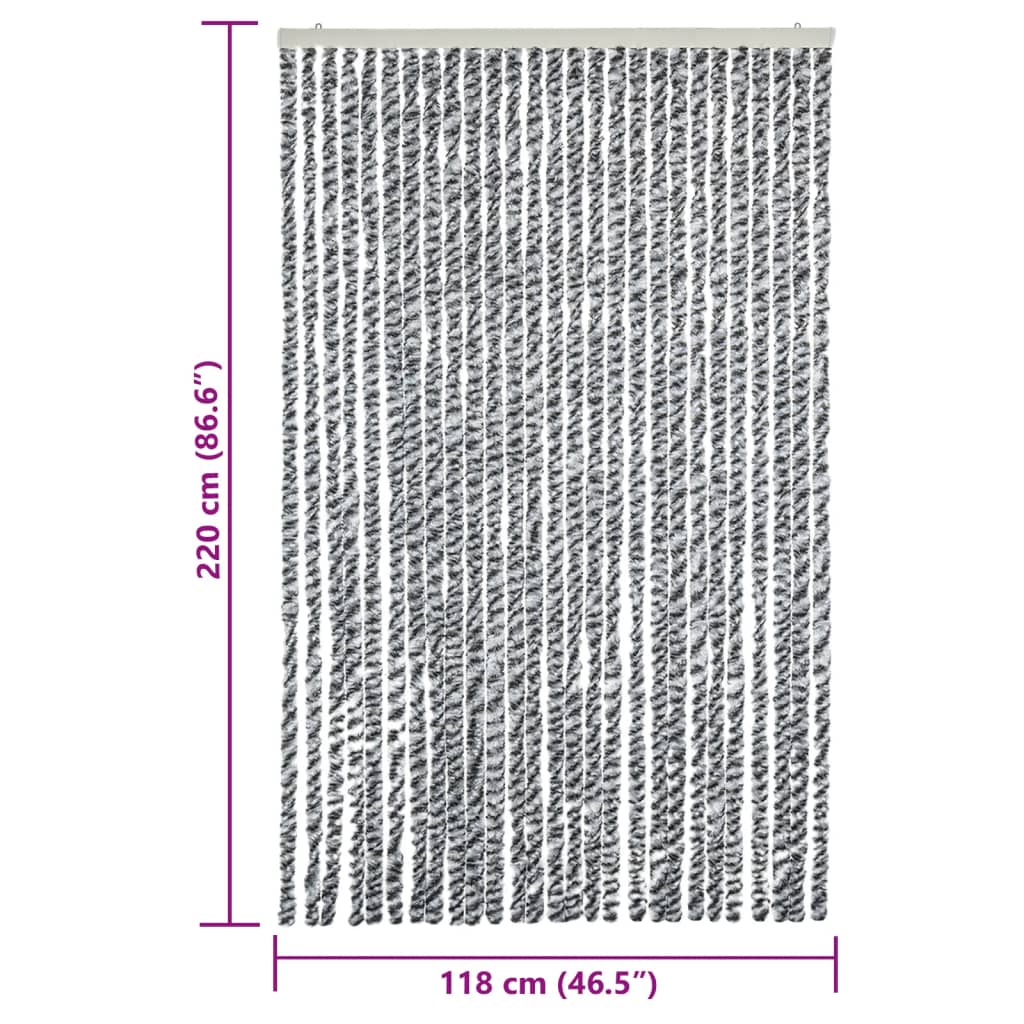 vidaXL Fly Curtain Grey and Black and White 118x220 cm Chenille