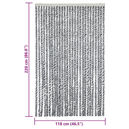 vidaXL Fly Curtain Grey and Black and White 118x220 cm Chenille