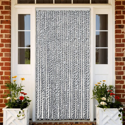 vidaXL Fly Curtain Grey and Black and White 118x220 cm Chenille