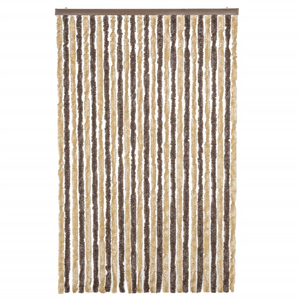 vidaXL Fly Curtain Dark Brown and Beige 118x220 cm Chenille